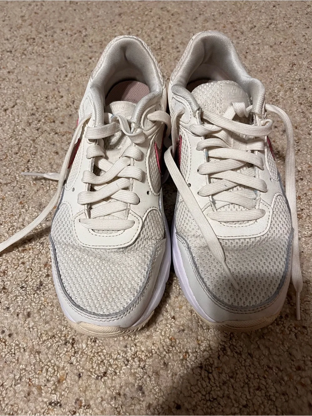 Nike Women’s Cream Athletic Sneakers with Dusty Pink Swoosh